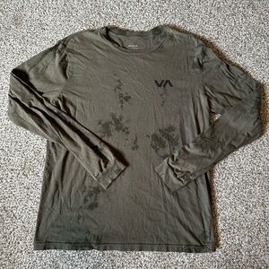 RVCA Men's Dark Green Long Sleeve Tee Large
